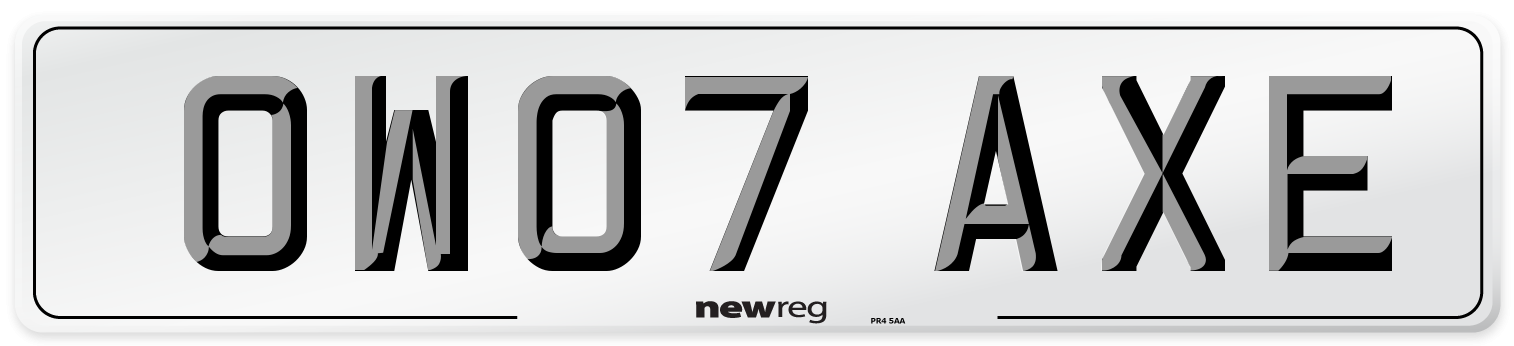 OW07 AXE Number Plate from New Reg